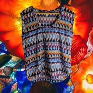 J. Crew 6 sleeveless multi color geometrical print polyester casual woman's top